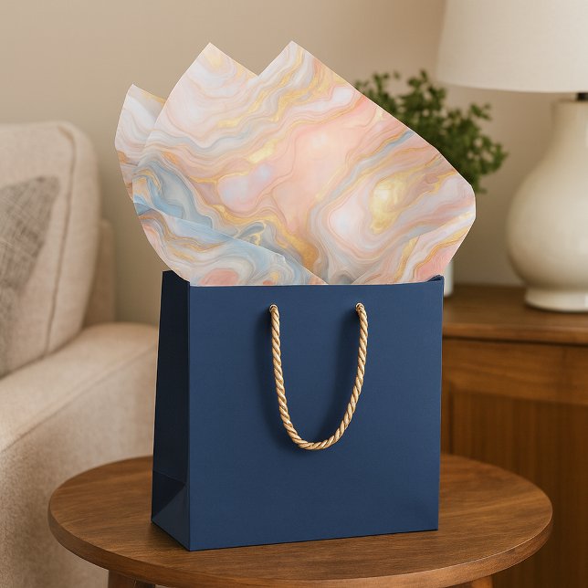 Blauer Pfirsichpnebel Rosa Marmormuster Seidenpapier (Von Creator hochgeladen)