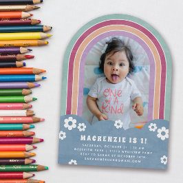 Blauer Pflaumen-Regenbogen Kindergeburt Einladung