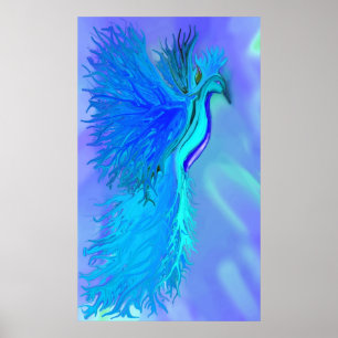 Blauer Phoenix-Druck Poster