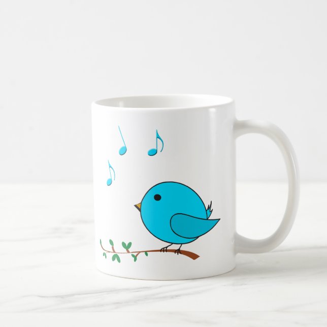 blauer Piepmatz des Gesangs Kaffeetasse (Rechts)