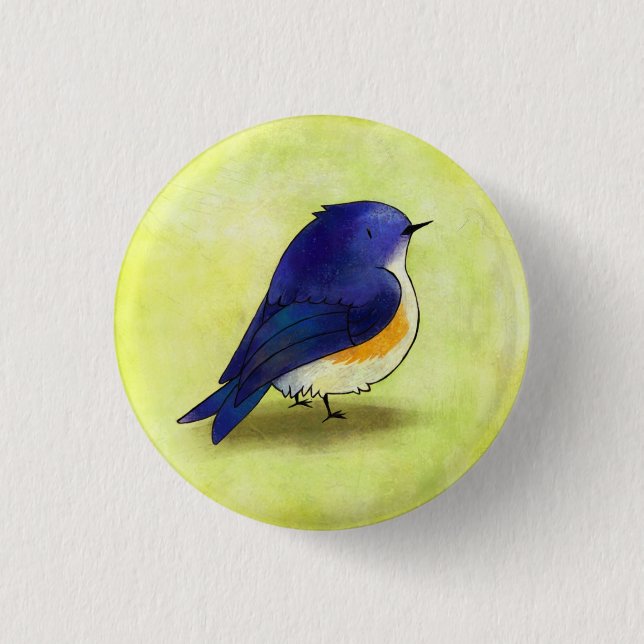 Blauer Piepmatz-Knopf Button (Vorderseite)