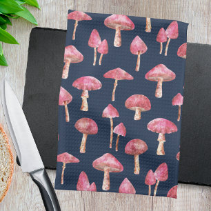 Blauer Pilz-Aquarell-Muster Geschirrtuch