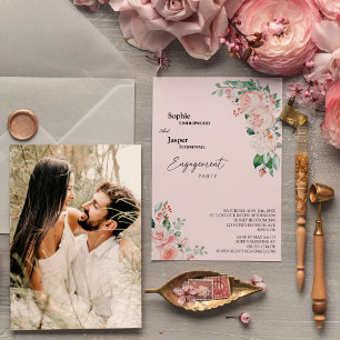 Blauer Pink-Foto-Engagement-Party Einladung