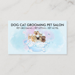 Blauer Pink Katzen Hunde Dusche Pet Groomer Visitenkarte