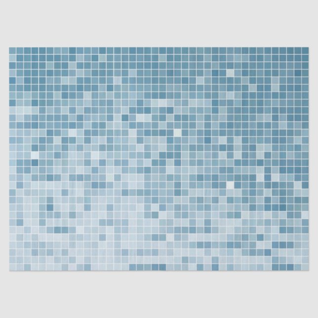 Blauer Pixel-Mosaikverlauf Seidenpapier (Vorderseite)