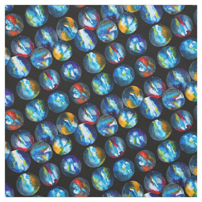 Blauer Planet Galaxie Aquarellkunst Stoff (Muster)