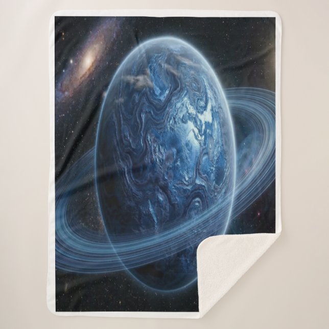 Blauer Planet mit blauen Ringen Sherpadecke (Vorderseite)