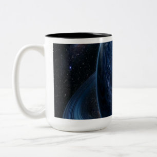 Blauer Planet mit blauen Ringen Zweifarbige Tasse