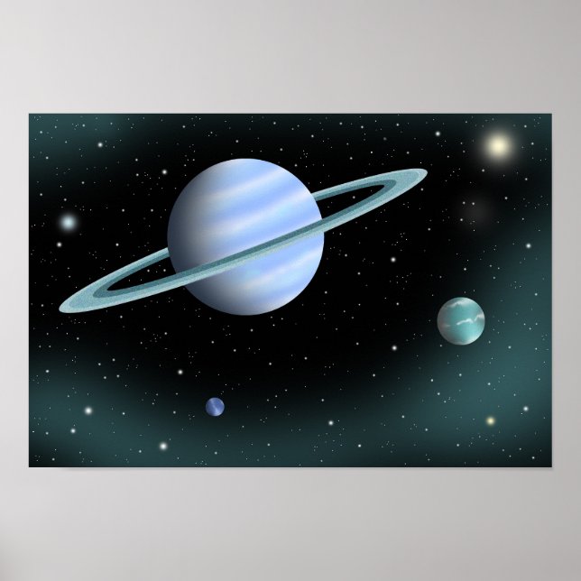 Blauer Planet mit Ring gekrönt. Poster (Vorne)