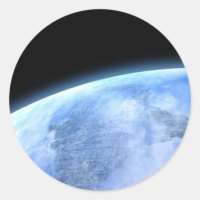 blauer Planet Runder Aufkleber (Vorderseite)