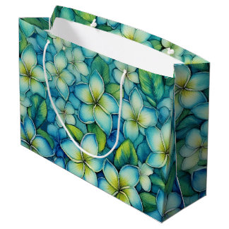Blauer Plumeria Große Geschenktüte