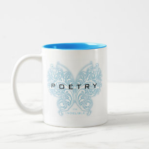 Blauer Poesie-Schmetterling - ich bin Zweifarbige Tasse