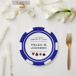 Blauer Poker Chip Las Vegas Wedding Pappteller