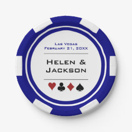 Blauer Poker Chip Las Vegas Wedding Pappteller