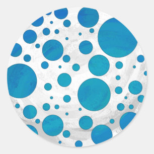 Blauer Polka-Punkte Runder Aufkleber