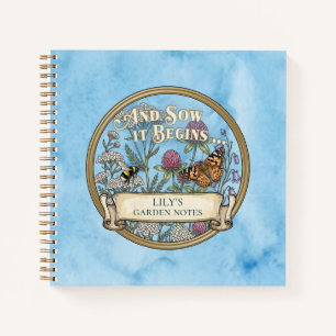 Blauer Pollinator-Garten-Notizbuch-Journal Notizbuch