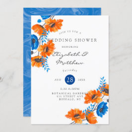 Blauer Polterabend und Orange Poppy Einladung