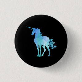 Blauer Polygon-Einhorn-Knopf Button