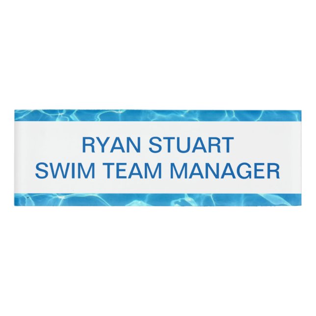 Blauer Pool Blaues Wasser individuell gestalten Namenschild (Vorderseite)