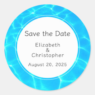 Blauer Pool Wasserspiegelung Hochzeit Runder Aufkleber