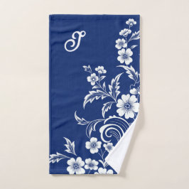 Blauer Porzellan Bloom Badhandtuch Set