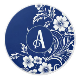 Blauer Porzellan Bloom Keramikknauf