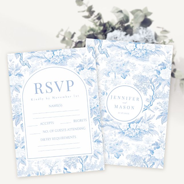 Blauer Porzellan boho Blumenhochzeit RSVP-Karten RSVP Karte (Von Creator hochgeladen)