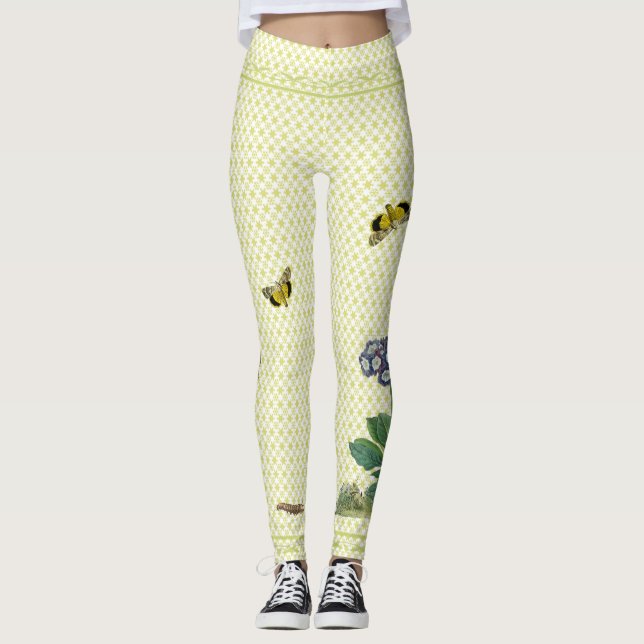Blauer Primula auf Grün hat Leggings in der (Vorderseite)