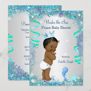 Blauer Prinz unter dem Meer Baby Shower Ethnisch Einladung
