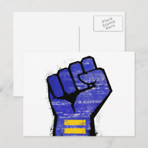 Blauer Protest Faust Postkarte