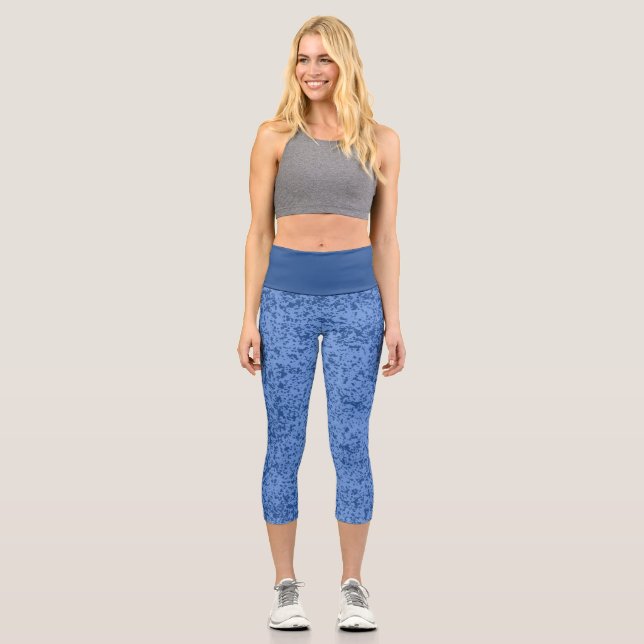 Blauer Punkt Chaos Capri Leggings (Vorderseite)