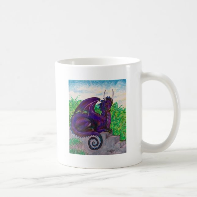 Blauer Purp Drache Dragoness hochrotes Tasse (Rechts)