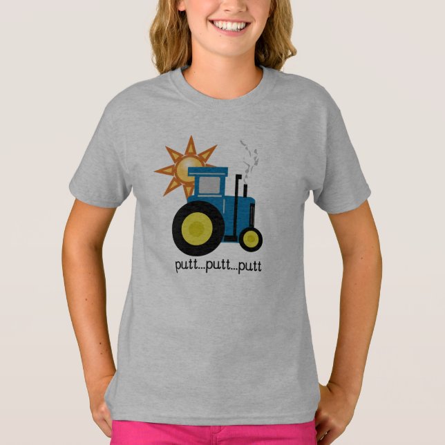 Blauer Putt Traktor T-Shirt (Vorderseite)