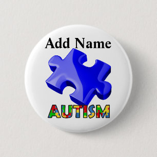 Blauer Puzzle für das Bewusstsein von Autismus Button