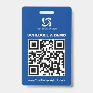 Blauer QR-Code-Website-Messen-Schild Ausweis