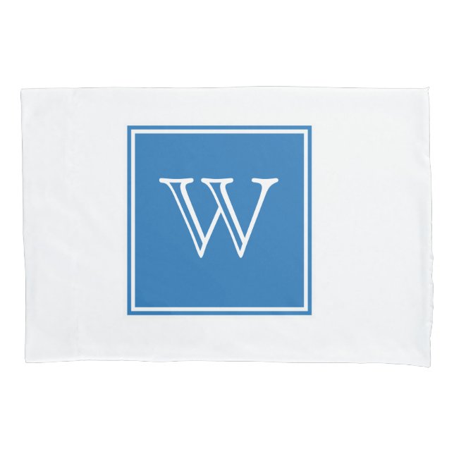 Blauer Quadrat Monogram Pillowcase Kissenbezug (Vorderseite)