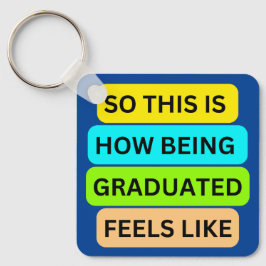 Blauer quadratischer Schlüsselanhänger SO_THIS_IS_