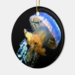 Blauer Quallen Keramik Ornament