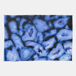 Blauer Quarzachat, blaue Geoden, abstraktes Muster Geschirrtuch
