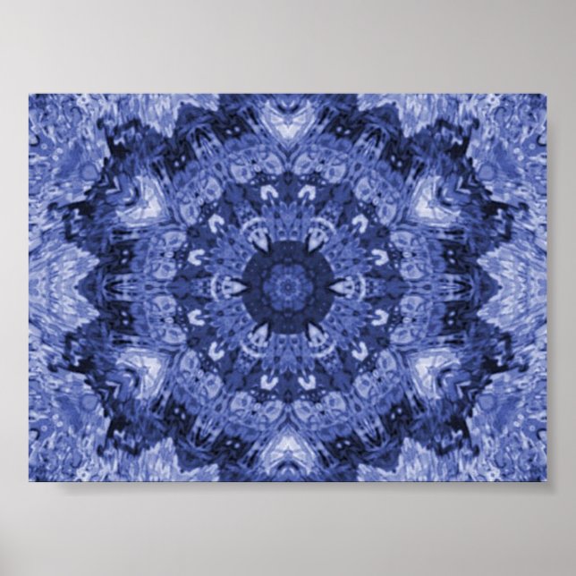blauer Quiltdruck Poster (Vorne)