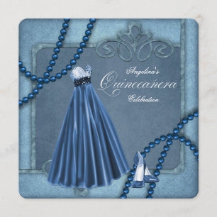 Blauer Quinceanera Einladung