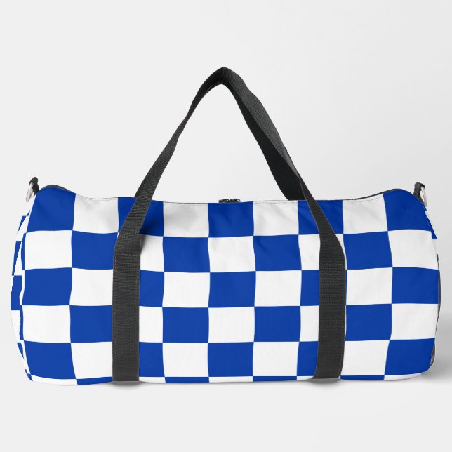 Blauer Racing Checkered Flag Display anpassbar Duffle Bag (Vorderseite)