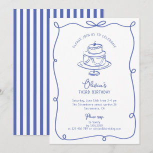 Blauer Rahmen mit Buggeburteinladung Save The Date