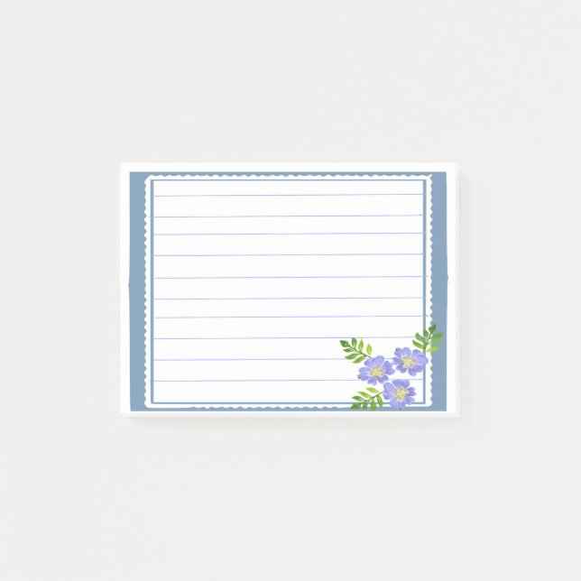 Blauer Rahmen Post-it Klebezettel (Vorderseite)