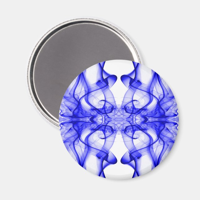 Blauer Rauch auf weiß Magnet (Vorderseite/Rückseite)
