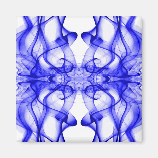 Blauer Rauch auf weiß Magnet (Vorne)