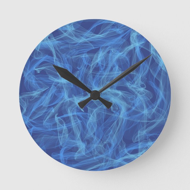 Blauer Rauch Runde Wanduhr (Vorderseite)
