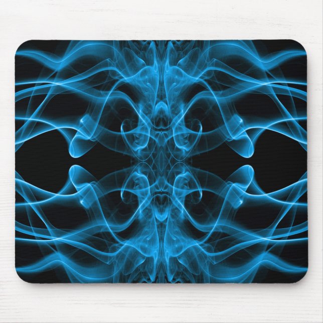 Blauer Rauch Symmetrischer Minimalistischer Schwar Mousepad (Vorne)