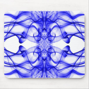 Blauer Rauch Symmetrisches Minimalistisches Weiß Mousepad