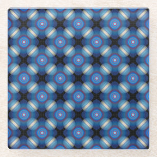 Blauer Räumlicher Geometrischer Glasuntersetzer